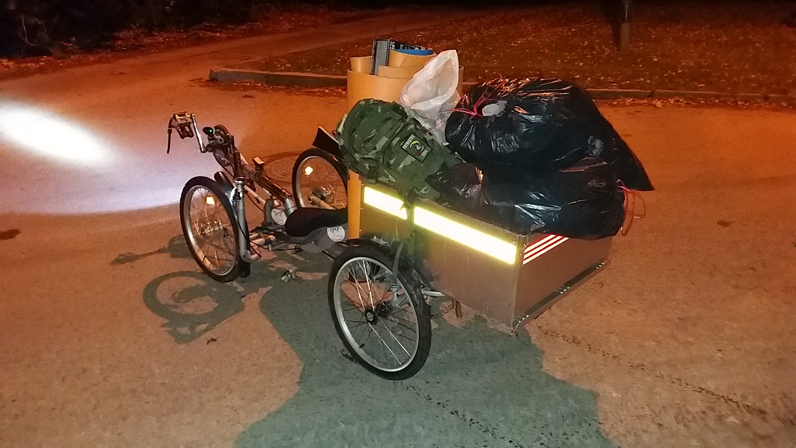 Velomobile with full loaded cargo box